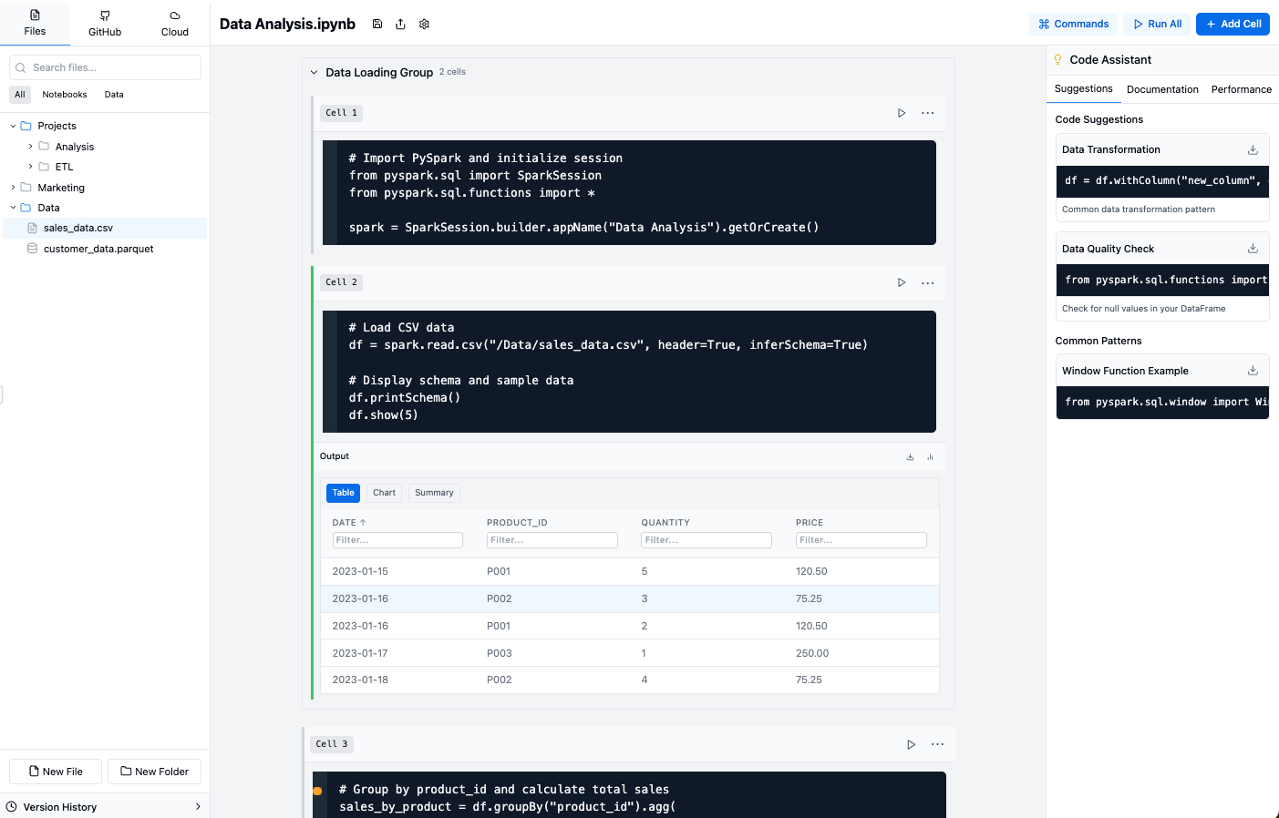 Notebook Interface with SQL Query and Results