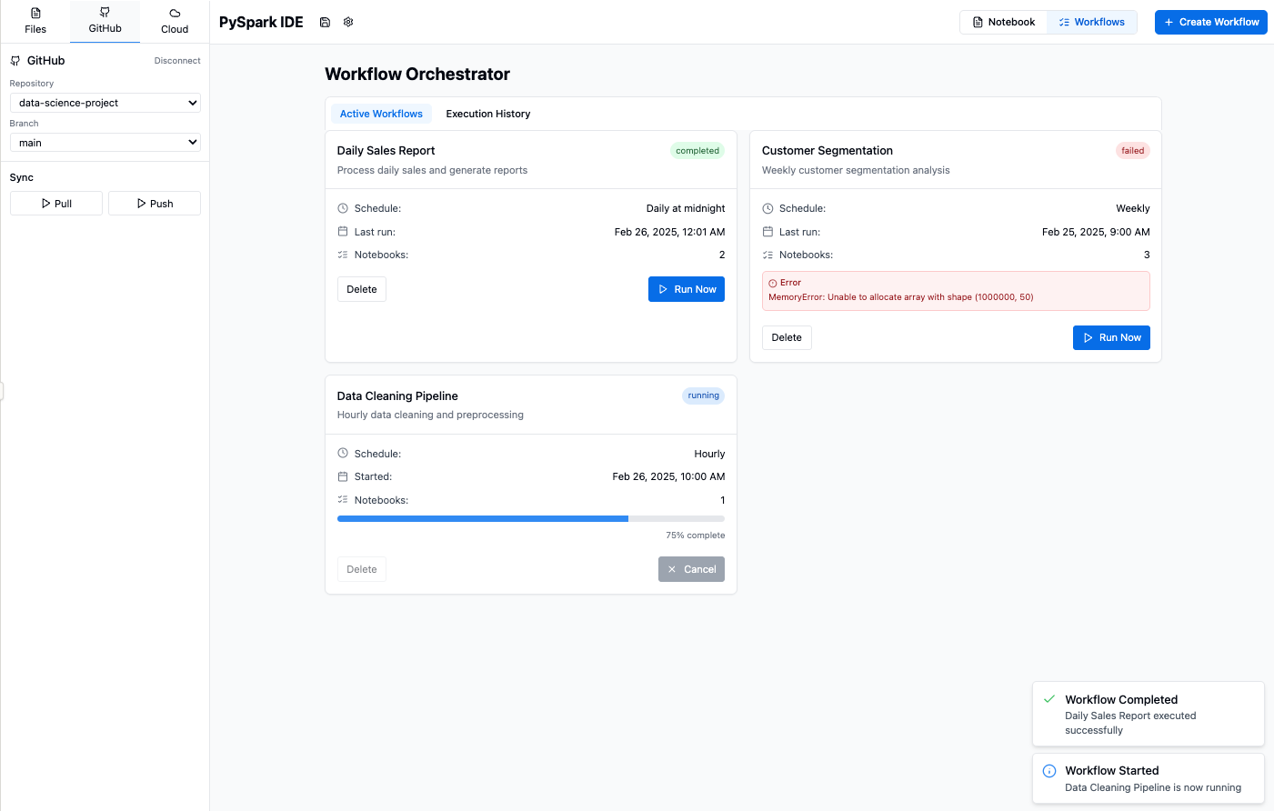 Data Analysis Interface with Dependency Graph